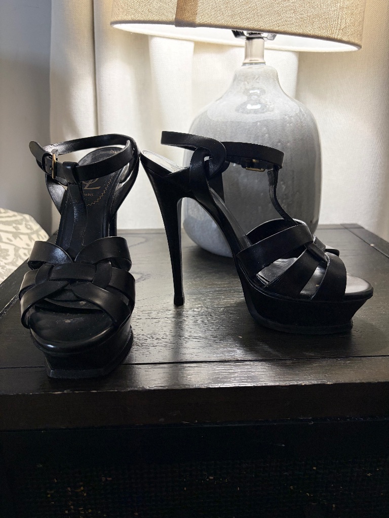Authentic Ysl Black Tribute Sandal